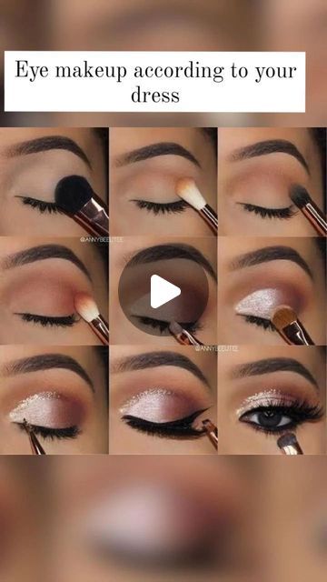 Shanzamakeover on Instagram: "Eye makeup look according to your dress👀 . . . Follow for more @shanzamakeover  . . . .  #fy#fyp #viralvideos #instagood #viralreels #instagood #reelsvideo #explorepage #foryou #explore #followｍe #followformore #instagram #eyemakeup #eyeshadow" Date Night Eye Makeup Tutorials, Glamour Eyeshadow Tutorial, Eyeshadow Looks Blue Dress, Eyeshows Looks Step By Step Brown Eyes, Day To Night Makeup Looks, Wedding Makeup For Green Dress, Dark Eyeshadow Looks For Brown Eyes, Black Dress Makeup Tutorial, Beginner Eye Makeup Step By Step