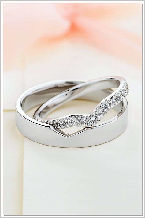 Love is a journey. Celebrate with a beautiful and unique wedding ring set from Amazon. Wedding Rings For Women And Men, Platinum Wedding Ring Sets, Wedding Bands With Diamonds, Wedding Rings Couple, Wedding Bands His And Hers, Wedding Rings Sets His And Hers, Couple Ring Design, Wedding Rings Set, Wedding Ring Sets Unique