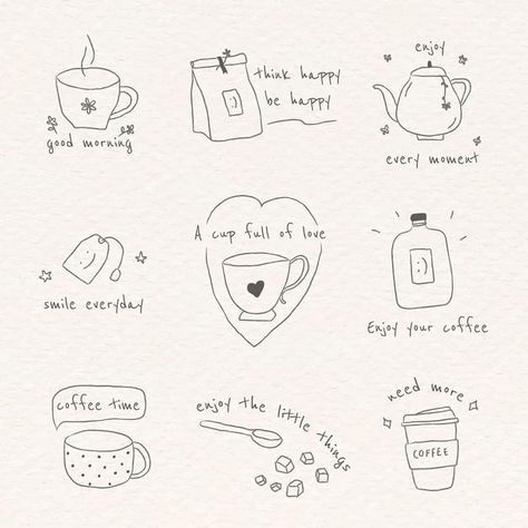 Time Doodle, Peach Ring, Ryn Frank, Doodle Journal, Coffee Doodle, Coffee Cartoon, Coffee Tattoos, Doodle Frame, Design Café