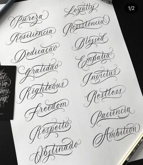 Download top free fonts for logos & branding! Best brush, script, & handwritten styles for commercial use. Click now! 🥴 Chicano Lettering Tattoo, Cursive Tattoo Letters, Tattoo Writing Fonts, Lettrage Chicano, Calligraphy Tattoo Fonts, Fonts For Logos, Fonts For Tattoos, Top Free Fonts, Tattoos Fonts