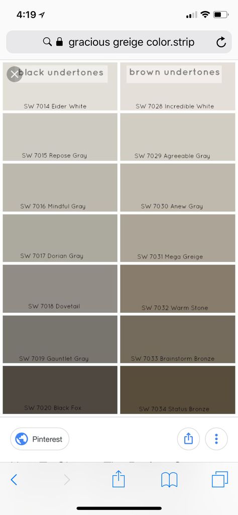 Muddy Gray Paint Color, Colors That Match Agreeable Gray, Brownish Grey Paint Colors, Brownish Gray Paint Color, Gracious Greige, Brown Grey Paint, Mega Greige, Brown Accent Wall, Grey Exterior House Colors