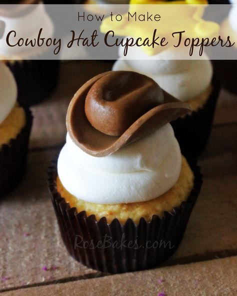 How to Make Cowboy Hat Cupcake Toppers Cowboy Hat Cake, Cowboy Cupcakes, Toy Story Cupcakes, Cowboy Cakes, Hat Cake, Toy Story Birthday Party, Cowboy Birthday, Toy Story Birthday, Cupcake Cake