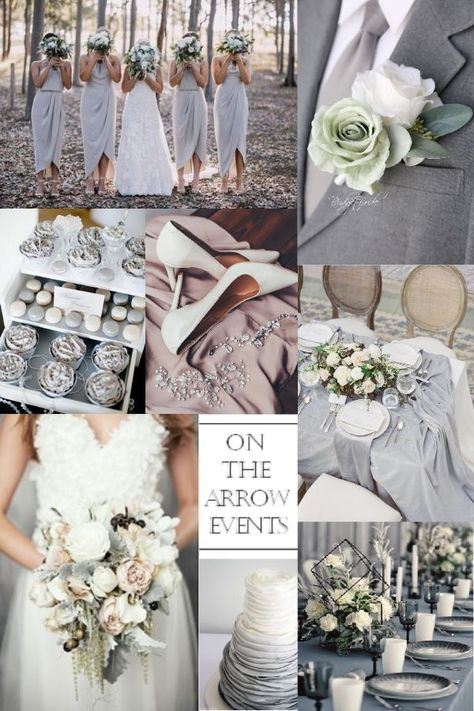 Light Gray Wedding Theme, Gray And White Wedding Theme, Light Gray Wedding, Grey Wedding Theme, Wedding Grey, Monochromatic Wedding, Monochrome Weddings, Wedding Color Pallet, Wedding Decors