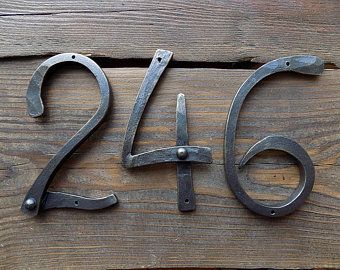 Metal house numbers | Etsy Iron House Numbers, Iron Wine Rack, Blacksmithing Ideas, Metal House Numbers, Anvils, Blacksmith Projects, Metal House, Door Numbers, Address Numbers