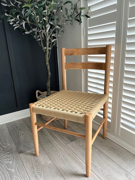 Danish Cord Chair, Danish Cord, Colored Rope, Rope Weave, Streamline Design, Close To Home, Diy Chair, Wishbone Chair, Wooden Chair