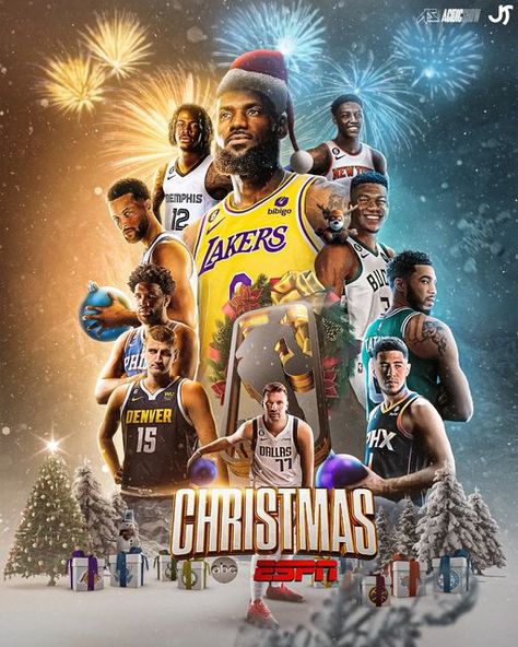 Nba Christmas Wallpaper, Lebron Wallpaper, Nba Christmas, Nba Poster, Basketball Christmas, Sport Graphics, Football Graphics, Sports Design Ideas, Sport Graphic