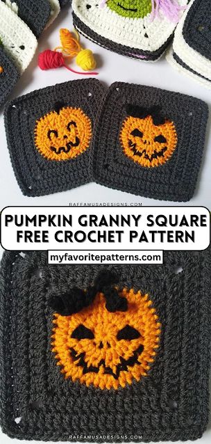 Pumpkin Granny Square Free Crochet Pattern Pumpkin Granny Square, Crochet A Pumpkin, Motifs Granny Square, Square Crochet Pattern, Granny Square Crochet Patterns Free, Fall Crochet Patterns, Halloween Crochet Patterns, Crochet Design Pattern, Square Crochet