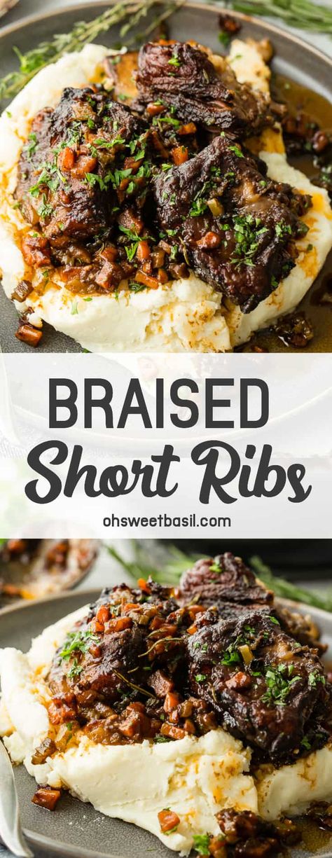 THIS. IS. IT. I've never fallen in love with a recipe as quickly as I did this one. I don't think I'll ever love another recipe as much as Oven Braised Short Ribs! #beef #whatsfordinner #dinner #recipe #ribs #shortribs #easyrecipe Oven Braised Short Ribs, Cooking Short Ribs, Braised Short Ribs Recipe, Beef Short Rib Recipes, Short Ribs Recipe, Braised Short Ribs, Beef Short Ribs, Braised Beef, Beef Ribs