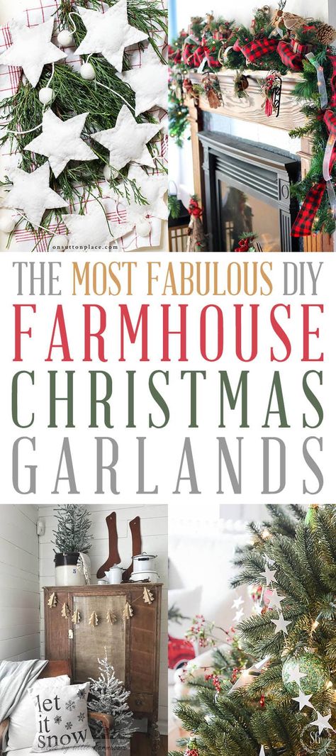 The Most Fabulous DIY Farmhouse Christmas Garlands The Holiday Season is upon us so why not get a headstart on making some beautiful Farmhouse Christmas Garland to deck the halls!!! We have so many wonderful garlands that will totally amaze you! Each one comes with a simple DIY!!! Hope you enjoy and create! #FarmhouseChristmasGarlands #DIYChristmasGarland #DIYGarland #GarlandProjects #Farmhouse #FarmhouseChristmas Farmhouse Christmas Garland, Diy Christmas Garlands, Diy Christmas Tree Garland, Diy Farmhouse Christmas, How To Make Garland, Pinecone Garland, Burlap Garland, Diy Christmas Garland, Christmas Garlands