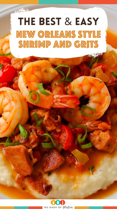 Cajun Shrimp And Grits With Andouille, Cajun Grits, Southern Grits Recipe, Shrimp And Grits Recipe New Orleans, Grits Recipe Creamy, New Orleans Shrimp And Grits, New Orleans Style Shrimp, Best Shrimp And Grits Recipe, Country Meals