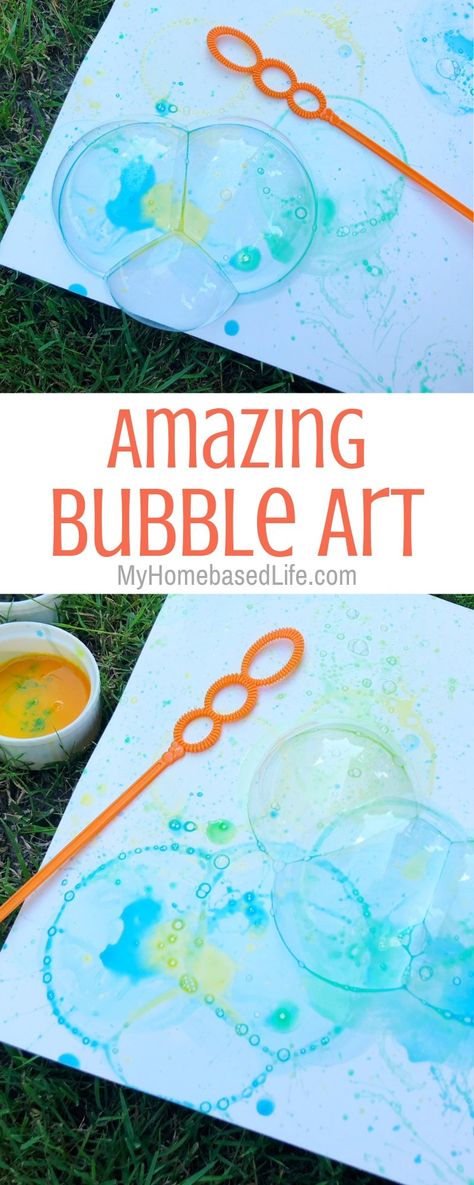 Bubble Day Activities Preschool, Easy Outdoor Crafts For Kids, Bubble Art For Toddlers, Homeschool Summer Activities, Summer Creative Ideas For Kids, Camp Ideas For Kids Summer, Simple Summer Activities For Kids, Outdoor Fun For Toddlers, Summer Day Activities For Kids