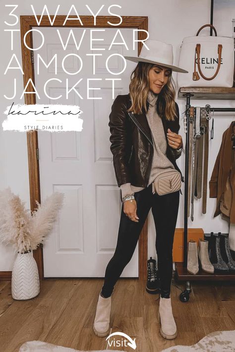 Black Moto Jacket Outfit 2022, Sweatshirt And Leather Jacket, What To Wear Under Leather Jacket, Winter Moto Jacket Outfit, Faux Leather Jacket Outfit Winter, Styling Leather Moto Jacket, How To Style Black Moto Jacket, Faux Leather Moto Jacket Outfit, Motto Jacket Outfit Black