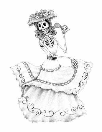 La Muerte Book Of Life Drawing, Dia De Los Muertos Drawing Ideas, Day Of The Dead Drawings Easy, Skeleton With Sombrero Tattoo, Mexican Skeleton Art, Mexican Skeleton, Day Of The Dead Girl Drawing, Girl Skull, Ap Drawing