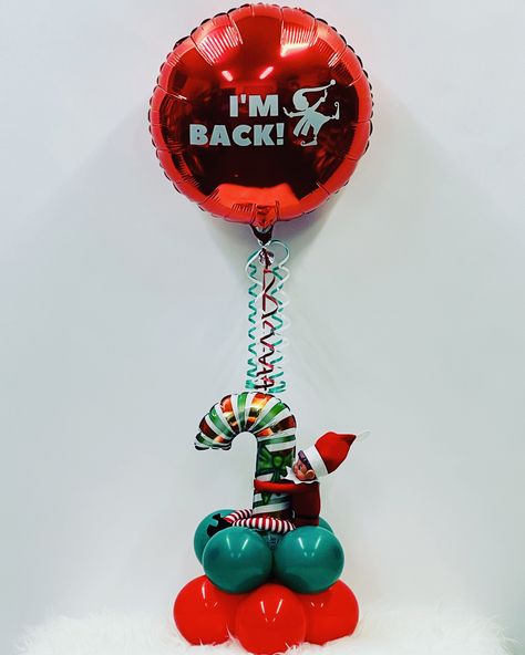 Elf On The Shelf Arrival Ideas Balloons, Elf On Shelf Balloon Ideas, Elf On The Shelf Balloon Arrival Ideas, Elf On A Shelf Balloon Ideas, Elf On The Shelf Balloon Ideas, Elf Arrivals, Elf With Balloons, Elf On The Shelf Balloon Arrival, Elf Balloon Ideas