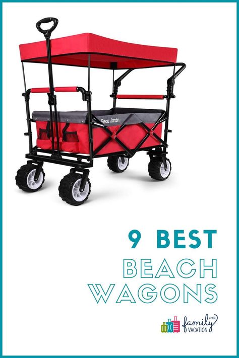 Folding Wagon Hacks Diy, Beach Wagon Hacks, Beach Wagon Diy, Beach Cart Diy, Beach Fishing Cart Accessories, Beach Wagon Cart, Best Wagons, Beach Wagon, Beach Necessities