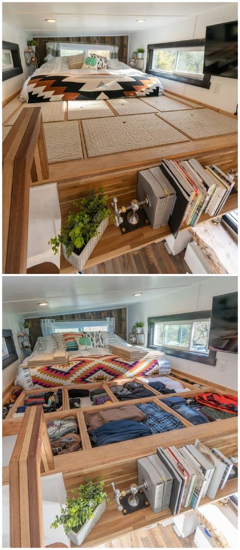 Space Saving Ideas For Home, Furniture Ideas For Small Spaces, Dining Table With Drawers, Tiny House Furniture, Storage Beds, Tiny House Storage, Floor Storage, Ceiling Storage, Location Inspiration