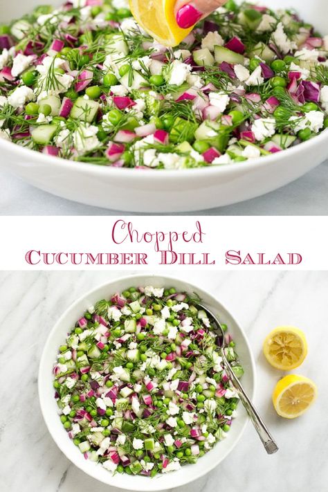 Chopped Dill Salad, Dill Side Dishes, Chopped Cucumber Salad Recipes, Leftover Cucumber Recipes, Chopped Cucumber Salad, Bbq Side Dishes Healthy, Grilled Entrees, Salad For Bbq, Summer Salads For Bbq