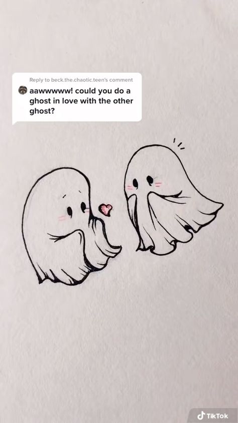 Magpie_jane on tik tok. Two ghosts in love tattoo Ghost Love Tattoo, Cute Ghosts Tattoos, Love Ghost Tattoo, 2 Ghosts Drawing, Ghost Love Drawing, Love Ghost Drawing, Ghost In Love Drawing, Two Ghost Painting, 2 Ghosts Tattoo