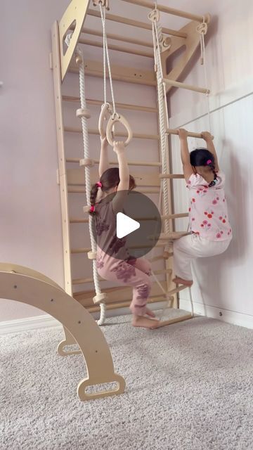 Naomi Vega | Content Creator on Instagram: "Things we do while our girls are in preschool 😆  We set up this cute play gym set from @woodandhearts in their playroom and they’ve been loving it!!! Perfect for rainy days like today so they can burn off all that toddler energy 🤭" Girl Toddler Playroom, Toddler Girl Playroom, Play Gym For Kids, Girls Playroom Ideas, Kids Indoor Gym, Amazing Bedrooms, Girl Playroom, Kids Playroom Ideas, Toddler Gym