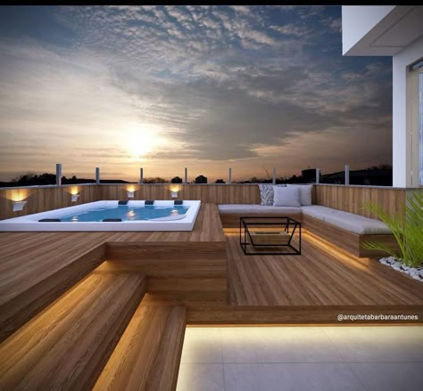 Jacuzzi Deck, Swim Spa Deck, Backyard Spa, Hot Tub Landscaping, Rooftop Patio Design, Hot Tub Patio, Roof Garden Design, Hot Tub Deck, Rooftop Terrace Design