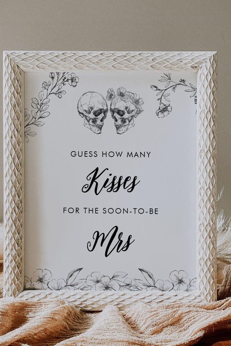 Gothic How Many Kisses Bridal Shower Game Poster Kisses Bridal Shower Game, Game Poster, Shower Supplies, Bridal Shower Game, Bridal Shower Games, Shower Games, How Many, Bridal Shower, Kiss