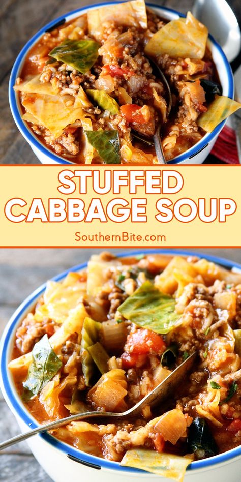 Cabbage Receipts, Dinner Ideas With Cabbage, Stuffed Cabbage Soup, Gf Soups, Polish Foods, Healthy Dinner Ideas, Farmhouse Pantry, Cabbage Casserole, Stuffed Cabbage