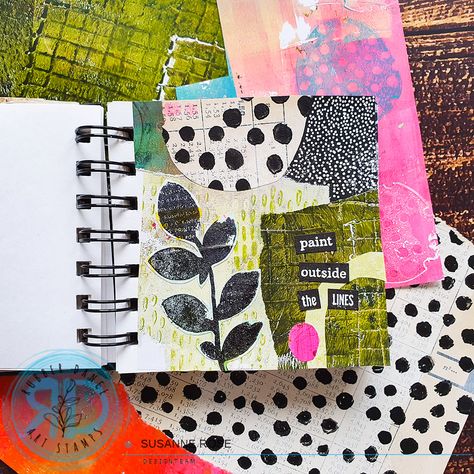 Easy Abstract Art Journal Collage with Mix It Up 3 – Rubber Dance Art Stamps Blog Abstract Art Journal, Art Journal Collage, Easy Abstract Art, Kunstjournal Inspiration, Bird Template, Collage Papers, Gelli Prints, Journal Collage, Art Stamps