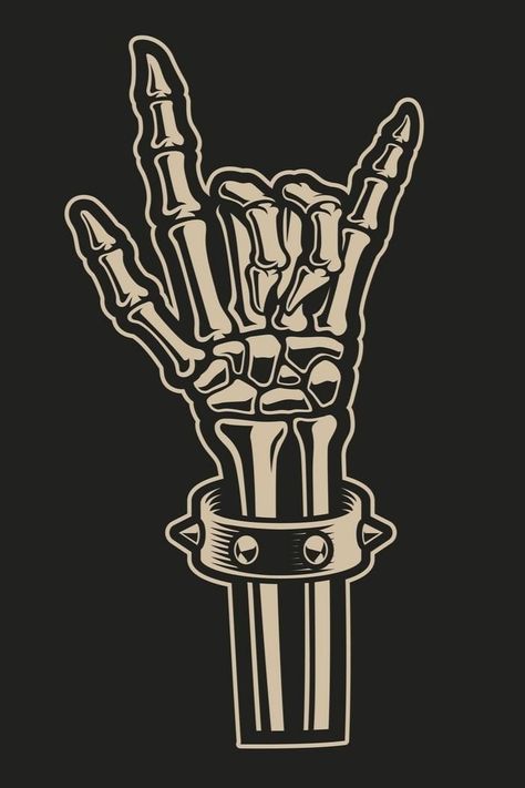 Rock Hand Drawing, Apetite For Destruction, Rock Hand Sign, Rock And Roll Sign, Metal Logo Design, Dark Grunge Aesthetic, Rock Background, Rock Sign, Rock Poster Art