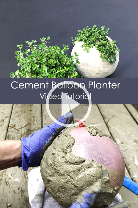 ▷ How to make really cool round ball shaped planters with cement. This tutorial for a DIY cement balloon planter is actually easy and . Outdoor Shower Diy, Diy Cement, Diy Concrete Planters, Diy Garden Fountains, Diy Outdoor Furniture Plans, Garden Decor Projects, Garden Crafts Diy, Rock Garden Landscaping, Diy Backyard Landscaping