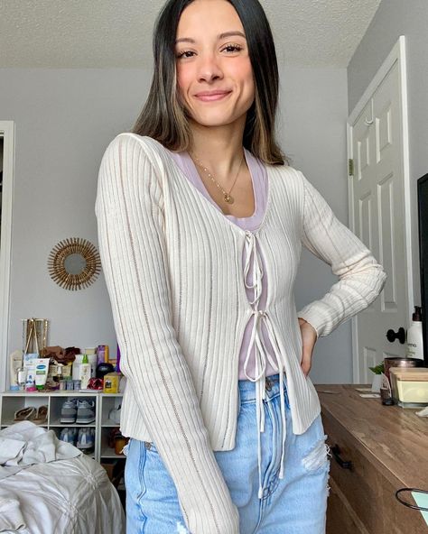 Our Ella front tie cardigan is such a cute layering piece for spring🌷🕊️ // Only 2 left in a size small #springfashion #summerfashion #sweaterweather #cardigans #faithbasedbusiness #boutiqueshopping Tie Cardigan, String Top, Faith Based, Boutique Shop, Sweater Weather, Layering Pieces, Spring Fashion, Cardigans, Layering