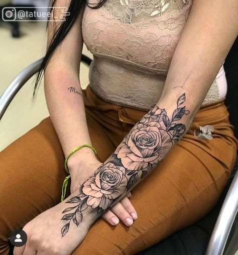 Rose Sleeve Tattoo Women Forearm, Half Sleeve Tattoos For Women Forearm, Forearm Rose Tattoo Women, Flower Forearm Tattoo Half Sleeves, Flower Half Sleeve Tattoos For Women, Forearm Flower Tattoo Women, Front Arm Tattoo Woman, Tattoos Ideas Female, Rose Sleeve Tattoo