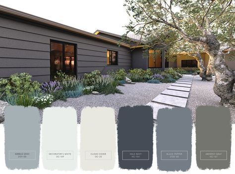 Ranch House Exterior Colors, Best Exterior Paint Colors, Outdoor House Paint, Outdoor Paint Colors, Grey Exterior House Colors, Exterior Gray Paint, Gray House Exterior, Exterior Color Palette, Best Exterior Paint