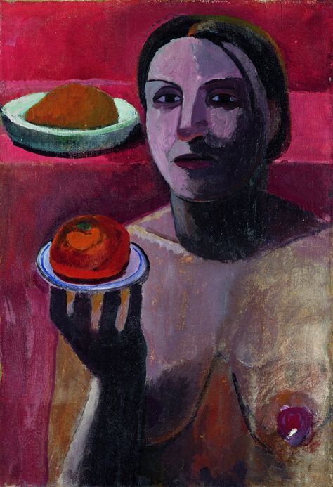 Italian woman with a plate in her raised hand, 1906 — Paula Modersohn-Becker, Ludwig Meidner, Paula Modersohn Becker, Self Portrait Art, Female Painters, Franz Marc, German Expressionism, Expressionist Art, Wall Papers, Paul Klee