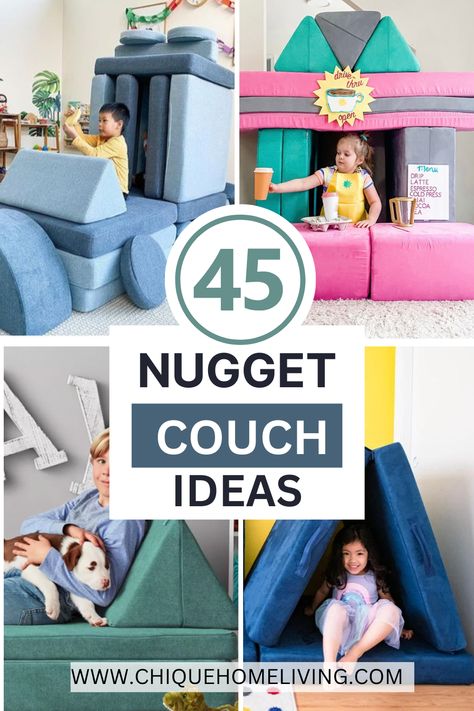 Cushy Couch Ideas, Nugget Single Build, Nugget Couch Accessories, 2 Nugget Fort, The Nugget Couch Ideas, Nugget Color Combos, Nugget Couch Obstacle Course, Nugget Couch Ideas Two, 2 Nugget Couch Configurations