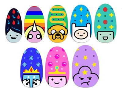 Adventure Time Nails, Kutek Disney, Fake Nails Designs, Punk Nails, Nail Drawing, Anime Nails, Goth Nails, Really Cute Nails, Kawaii Nails