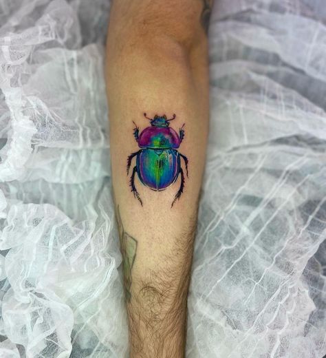 Colorful Bug Tattoo, Rollie Pollie Tattoo, Dung Beetle Tattoo, June Bug Tattoo, Beatle Tattoo, Cottagecore Tattoos, Caterpillar Tattoo, Cottagecore Tattoo, Rollie Pollie