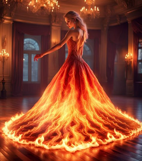 Gown Aesthetic, Fire Queen, Fairy Dresses, Fire Element, Fantasy Dresses, Dress Design Sketches, Fantasy Gowns, Fantasy Dress, Art Generator