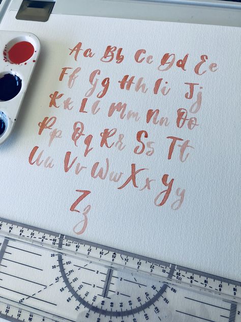 Left handed modern calligraphy & watercolour art. Author Instagram @quillifystudio paints and pens Watercolour Lettering, Cursive Penmanship, Hand Calligraphy, Watercolor Calligraphy, Watercolor Lettering, Bullet Journal Aesthetic, Journal Aesthetic, Watercolour Art, Modern Calligraphy