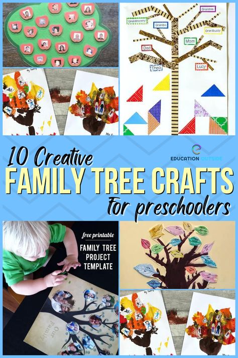 Preschool Family Tree Project, Pre K Family Tree Project, Family Tree For Preschoolers, Family Tree Ideas Preschool, Cute Family Tree Project Ideas, Toddler Family Tree Project, Family Tree Preschool Crafts, Pre K Family Tree Ideas, Prek Family Tree Ideas