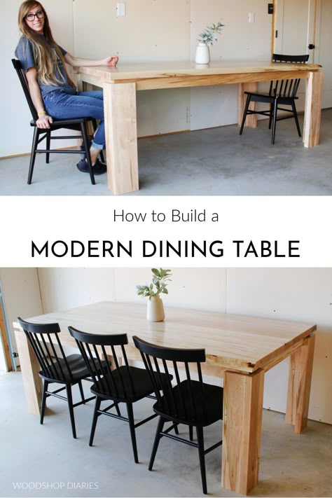 Diy Wooden Kitchen Table, Dining Room Table Building Plans, Kitchen Table Build, Dinning Room Wood Table Diy, Diy Dining Table Modern, Diy Kitchen Table Easy, Handmade Dining Table Plans, Diy Solid Wood Dining Table, Modern Dining Table Plans