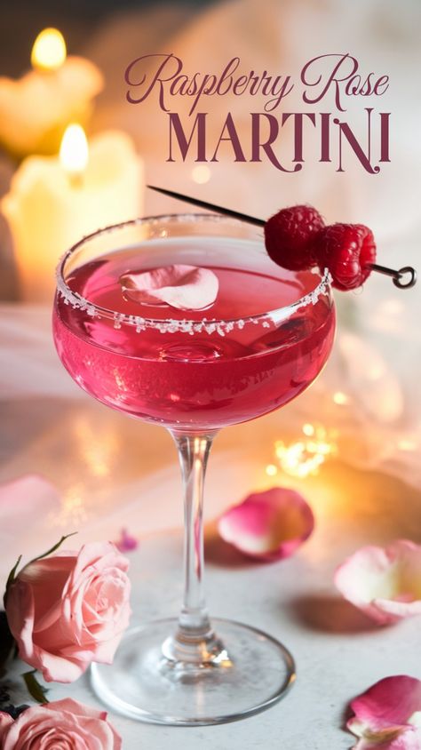 Sip on this raspberry rose martini recipe featuring delicate rose water and juicy raspberries! Whether you’re planning a Valentine's Day cocktail, Galentine's Day drinks, or chic day cocktails, this sweet martini will impress. Perfect for fans of raspberry cocktails and rose drink lovers. Plus, discover 14+ other martini recipes with vodka and floral flair. Tap to shake up something special! Cocktail Ideas Creative, Fun Martini Recipes, Rose Martini Recipe, Valentines Dishes, 30th Birthday Food, Valentines Martini, Cute Cocktail Recipes, Pink Martinis, Galentines Drink Ideas