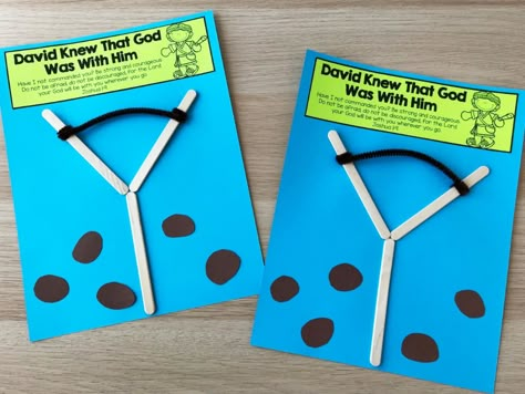 Slingshot Craft, David And Goliath Craft, David Bible, Kids Church Activities, Bible Crafts Sunday School, Story Crafts, David Goliath, Kids Sunday School Lessons, Preschool Bible Lessons