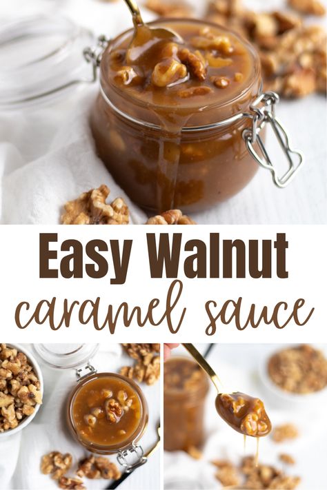 Breakfast time just got a little sweeter... Elevate your sweet treats and breakfast with this luxurious Caramel Walnut Sauce! Combining the smoothness of caramel sauce with the tang of buttermilk syrup, this recipe is perfect for those who love a gourmet twist. Use it to transform your desserts into culinary masterpieces. #CaramelSauce #ButtermilkSyrup #CaramelWalnutSauce Carmelized Walnuts, Buttermilk Caramel, Caramel Syrup Recipe, Marshmallow Sauce, Salted Caramel Sauce Recipe, Walnut Caramel, Buttermilk Syrup, Walnut Sauce, Desserts With Few Ingredients