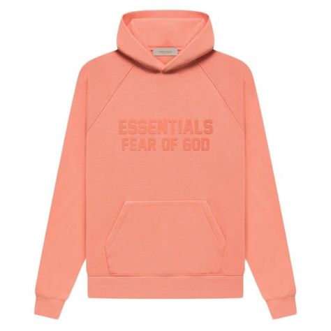 Fear of God Essentials Hoodie Essentials Hoodie, Fear Of God Essentials, Fear Of God, Coral Orange, Mens Essentials, Brand Collection, Travis Scott, Look Casual, Stylish Sneakers