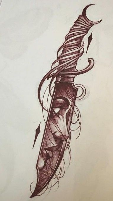 Flesh Tattoo, Knife Tattoo, Geniale Tattoos, Leg Tattoo Men, Dagger Tattoo, Tattoo Stencil Outline, Dark Art Tattoo, Tattoo Art Drawings, Japanese Tattoo Art