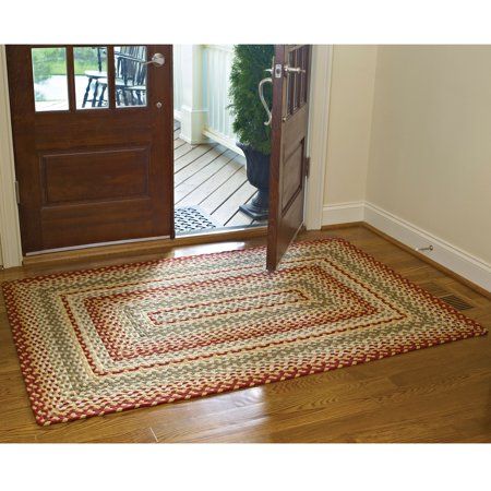 Park Designs Cotton Braided Area Rug Red Green - Walmart.com Braided Rug Diy, Braided Area Rugs, Rectangle Rug, Rug Yarn, Park Designs, Braided Rug, Parking Design, Diy Rug, Country House Decor