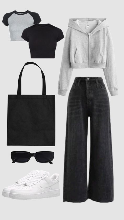 #shuffles #casualfit #fitinspo #outfitinspo Aesthetic Outfits With Black Jeans, Black Flared Jeans Outfit, Shuffles Outfits, Hijabi Outfits Casual, Quick Outfits, Casual Day Outfits, Outfit Layout, Easy Trendy Outfits, Kpop Fashion Outfits