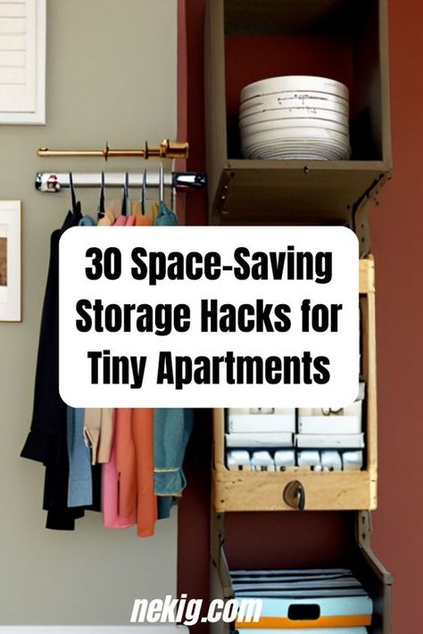 Discover 30 brilliant storage hacks designed to maximize space in small apartments. From hidden storage to multifunctional furniture, these ideas will help you make the most of every inch. #SmallApartmentLiving #StorageHacks #SpaceSaving Unique Wall Storage, Small Apartment Ikea Hacks, Tiny House Cleaning Storage, How To Make Use Of Small Spaces, Cottage Space Saving Ideas, Small House Decoration Ideas, How To Maximize Storage Space, Small Apt Organization, Small Home Storage Ideas Maximize Space Tiny House