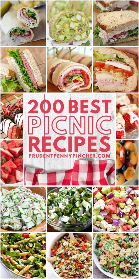 Looking for easy and refreshing picnic food ideas? Then try these delicious sandwiches, appetizers, salads, desserts, drinks and more on your next picnic! Food To Take On A Picnic, Picnicking Ideas Food, Food Ideas For Picnics, Picnic Lunch Ideas Families, Good Picnic Food Ideas, Cold Picnic Food Ideas, Cooler Food Ideas, Fun Picnic Food Ideas, Picnic Potluck Ideas