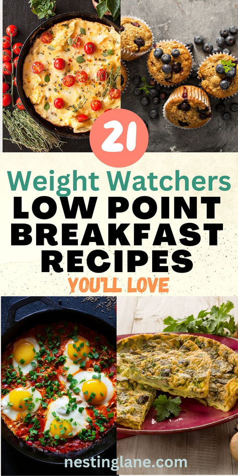 21 Low Point Weight Watchers Breakfast Recipes graphic. Weight Watchers Brunch Recipes, Ww Snack Recipes, Weight Watcher Breakfast Recipes, Weight Watcher Breakfast Casserole, Weight Watcher Breakfasts, Zero Point Breakfasts Weight Watchers, Weight Watcher Breakfast Ideas On The Go, Ww Breakfast Recipes Easy, Ww Breakfast Bowls